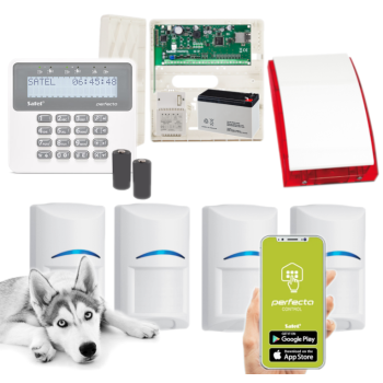 ZESTAW ALARMOWY SATEL PERFECTA-IP 32-WRL 4 CZUJKI BOSCH PET + PRF-LCD-WRL + SYRENA SP-4001R